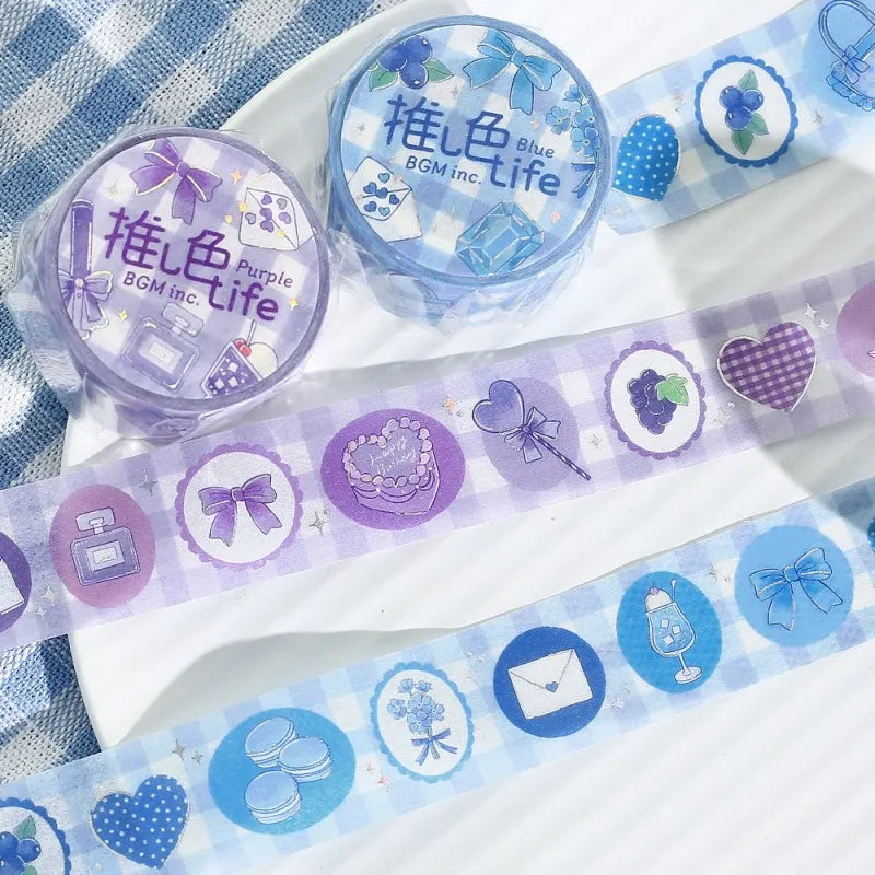 Washi Tape - Color Life - Blue - 3 - BGM - Tidformera