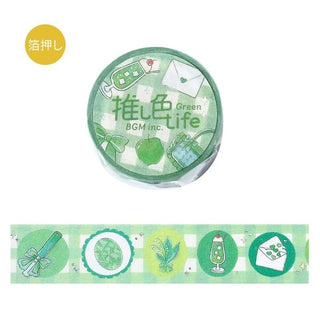 Dekorationstejp med tema grön. Washi Tape - Color Life - Green från BGM - Tidformera