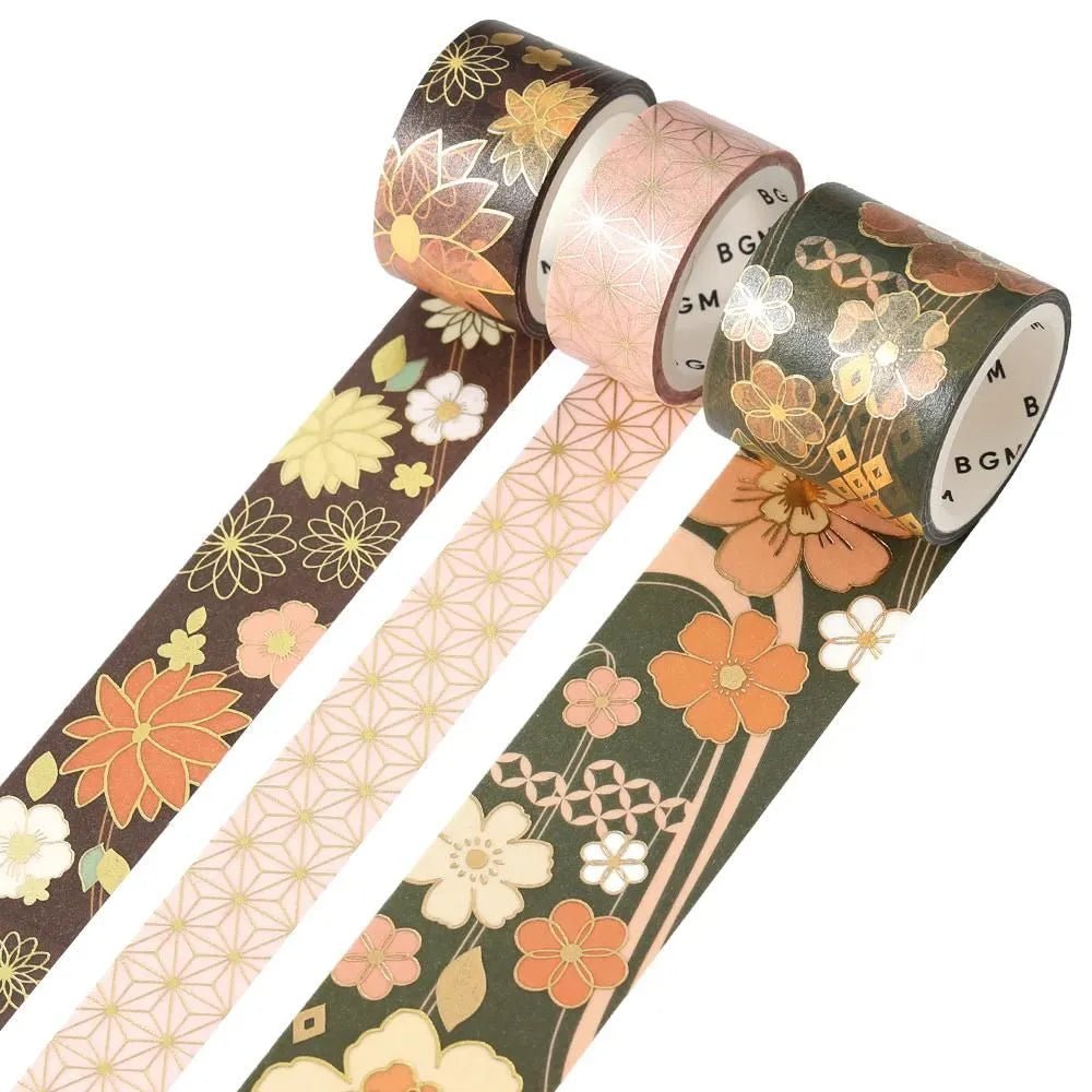Washi tape Color of japanese clothing 3 - pack - Dark Green - 1 - BGM - Tidformera