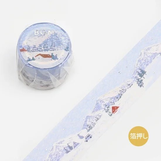 Dekorationstejp med dotmålat vinterlandskap. Washi Tape Dot Drawing - Snow Mountain från BGM - Tidformera