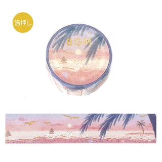 Dekorationstejp med strand och palmer. Washi Tape - Dreamscape - Shore från BGM - Tidformera