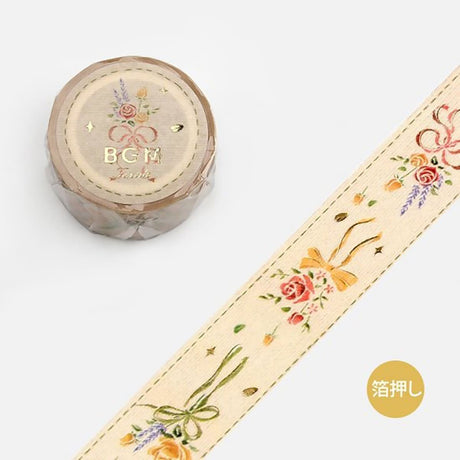 Washi Tape Embroidered Ribbon - Bouquet Foil från BGM. Dekorationstejp med broderi.  - Tidformera