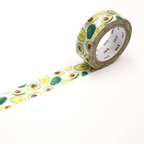 Washi Tape Ex 15 mm - Avocado från MT masking tape. En utrullad dekorationstejp med motiv med avokados  - Tidformera