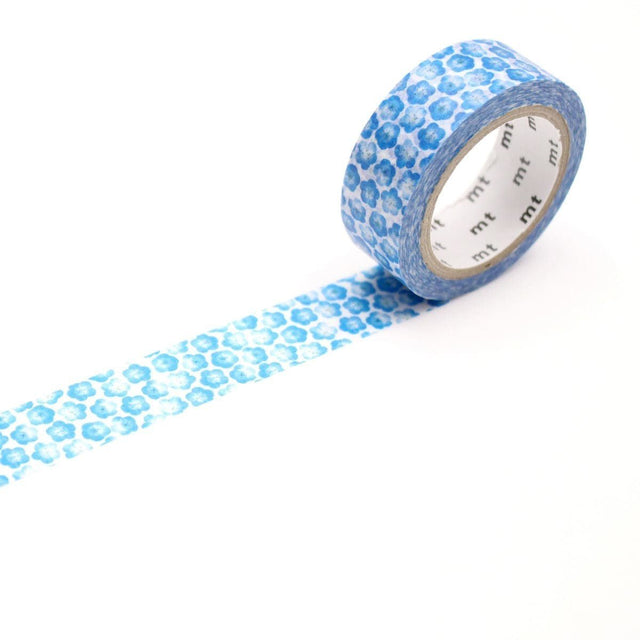 Washi Tape Ex 15 mm - Nemophila från MT masking tape. En utrullad dekorationstejp med blå blommor.  - Tidformera