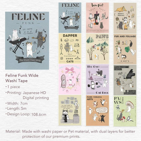 Washi tape Feline Funk - 70 mm - 8 - Washi Tape Shop - Tidformera