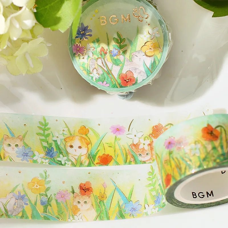 Washi Tape Flower and Kitty - Late Afternoon Kitty - 2 - BGM - Tidformera