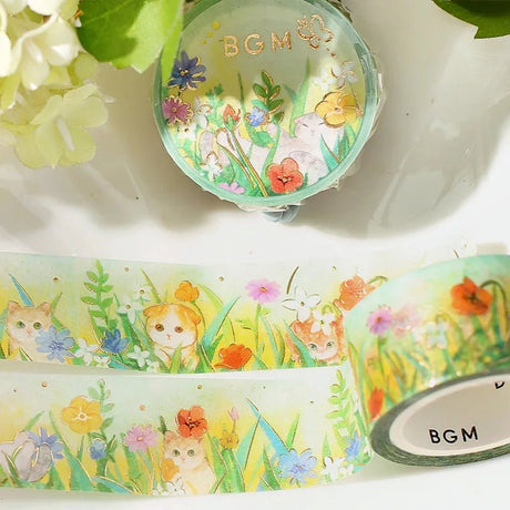 Washi Tape Flower and Kitty - Late Afternoon Kitty - BGM - Tidformera