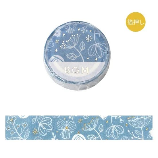 Washi Tape Flowering plants handbook - Blue Transparent Color - BGM - Tidformera