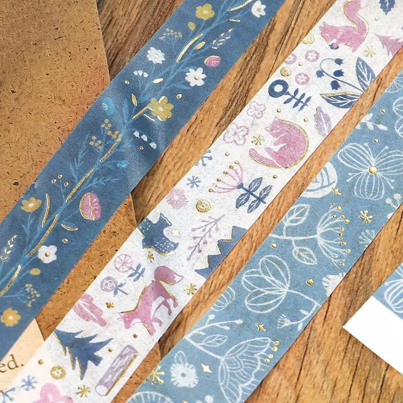 Washi Tape Flowering plants handbook - Blue Transparent Color - BGM - Tidformera