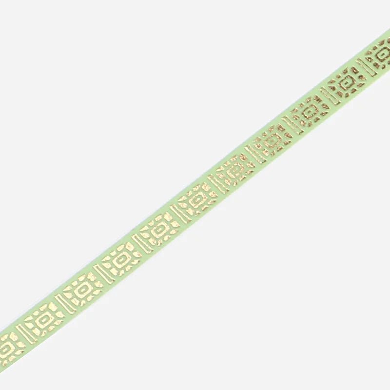 Washi Tape Gold Green Patterned - 5 mm - BGM - Tidformera