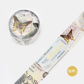 Dekorationstejp i vintagestil medv fjärilar. Washi tape Invitation to Romance - Butterfly från BGM - Tidformera