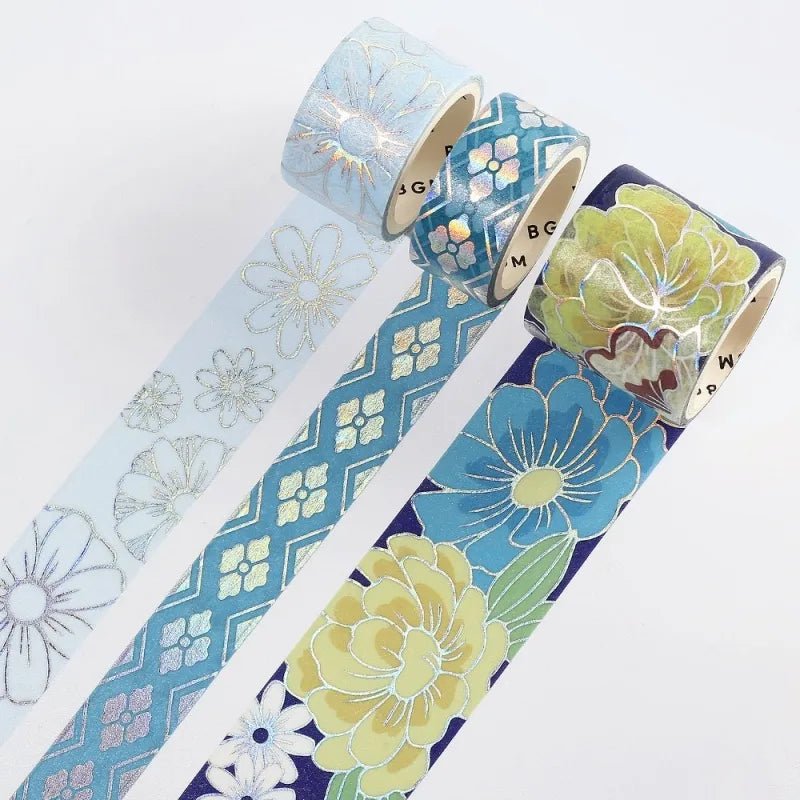 Washi tape Japanese kimono 3 - pack - Azure - BGM - Tidformera