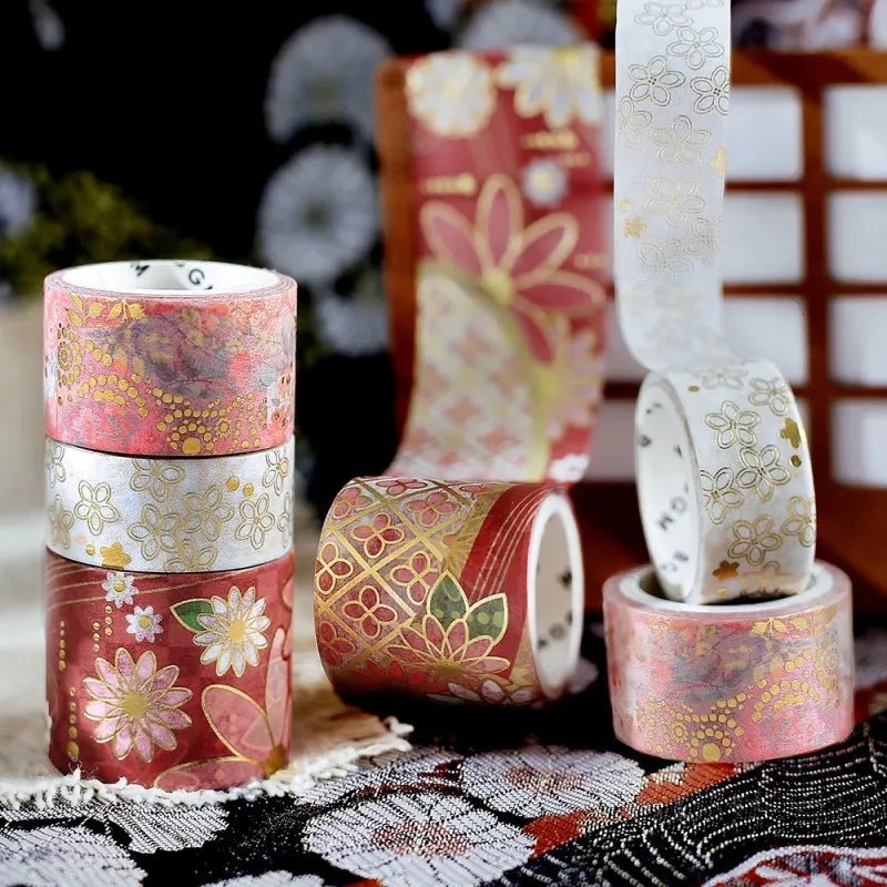 Washi tape Japanese kimono 3 - pack - Benihana - BGM - Tidformera