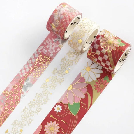 Washi tape Japanese kimono 3 - pack - Benihana - BGM - Tidformera