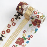 Washi tape Japanese kimono 3 - pack - Camellia color - BGM - Tidformera