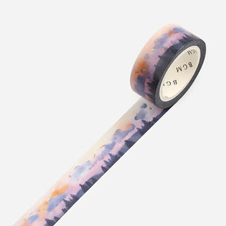 Dekorationstejp som speglar en sen eftermiddag med rosa himmel över mörk landskap. Washi Tape Life Serie - Late afternoon från BGM - Tidformera