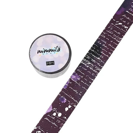 Washi tape - Mimmilä - Script Columns Eggplant 25 mm - 1 - MIC & MIM Premium Paper Shop - Tidformera