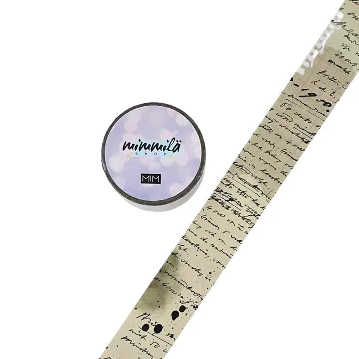 Washi tape - Mimmilä - Script Columns Moss Green 25 mm - 1 - MIC & MIM Premium Paper Shop - Tidformera