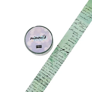 Washi tape - Mimmilä - Script Columns Pastel Green 25 mm - 1 - MIC & MIM Premium Paper Shop - Tidformera