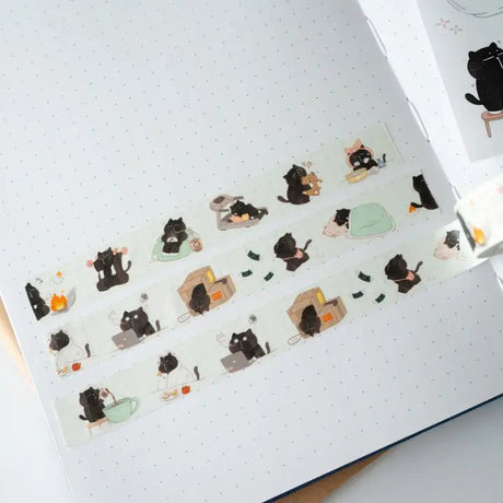 Washi tape Mocha - Daily Meowments - 2 - Moonaries illo - Tidformera