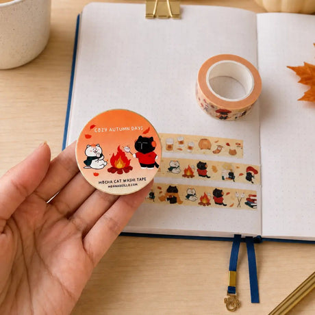 Washi tape Mocha - Purrfect Autumn Days - 4 - Moonaries illo - Tidformera