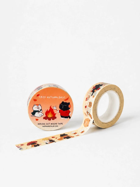 Washi tape Mocha - Purrfect Autumn Days - 1 - Moonaries illo - Tidformera