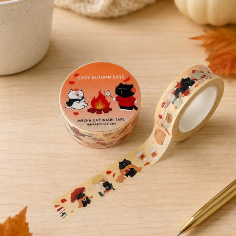 Washi tape Mocha - Purrfect Autumn Days - 3 - Moonaries illo - Tidformera