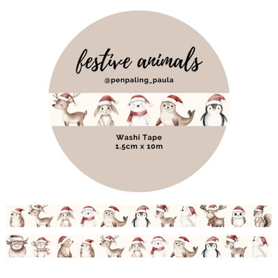 Washi tape - Pen paling Paula 15 mm - Festive Animals