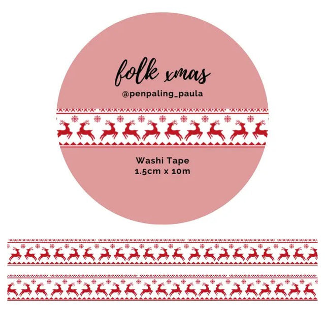 Washi tape - Penpaling Paula 15 mm - Folk Xmas - 1 - Penpaling Paula - Tidformera