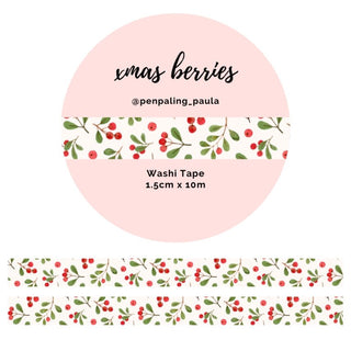 Washi tape - Penpaling Paula 15 mm - Xmas Berries - 1 - Penpaling Paula - Tidformera