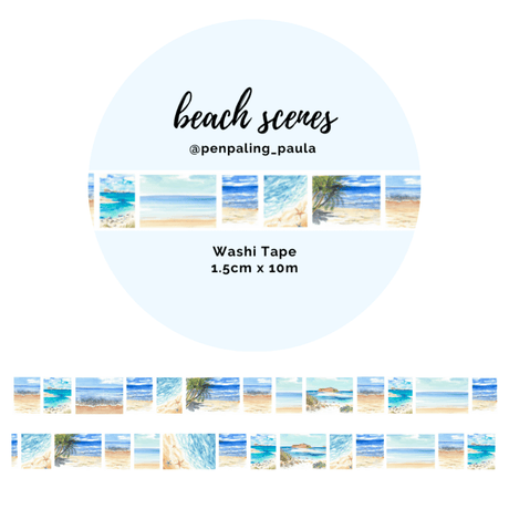 Washi tape - Penpaling Paula - Beach scenes 15 mm - 1 - Penpaling Paula - Tidformera