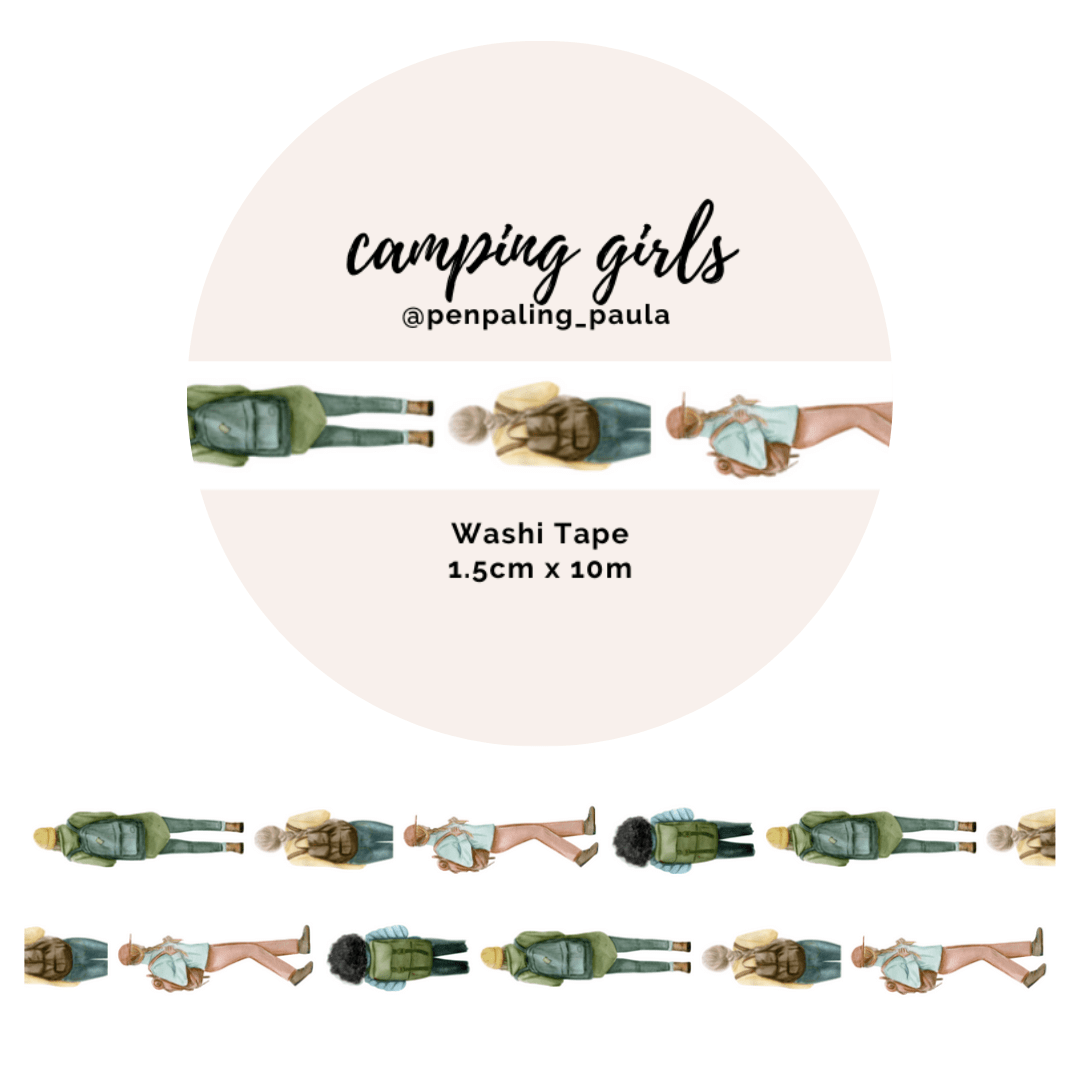 Washi tape - Penpaling Paula - Camping girls 15 mm - 1 - Penpaling Paula - Tidformera