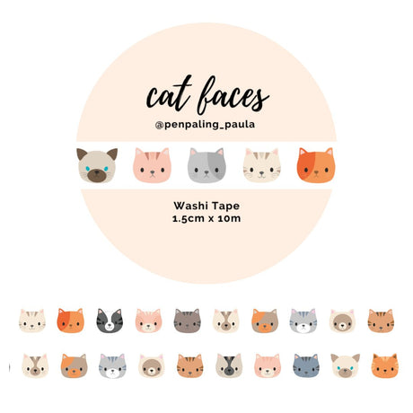 Washi tape - Penpaling Paula - Cat faces 15 mm - 1 - Penpaling Paula - Tidformera