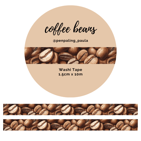 Washi tape - Penpaling Paula - Coffee beans 15 mm - 1 - Penpaling Paula - Tidformera