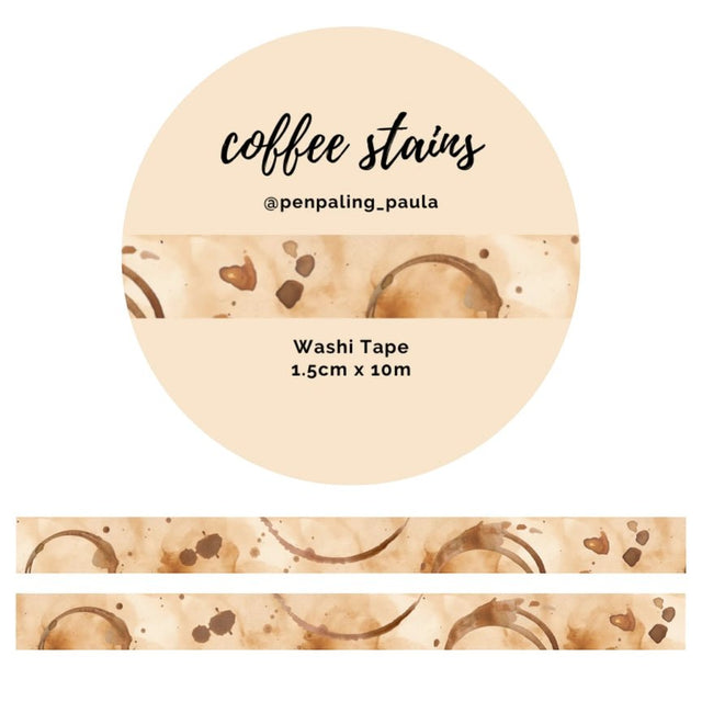 Washi tape - Penpaling Paula - Coffee Stains 15 mm - 1 - Penpaling Paula - Tidformera