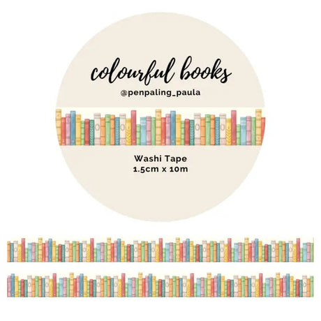 Washi tape - Penpaling Paula - Colourful Books 15 mm - 1 - Penpaling Paula - Tidformera