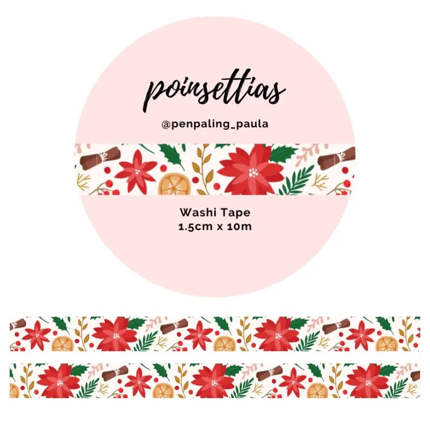 Washi tape - Penpaling Paula - Poinsettias 15 mm - 1 - Penpaling Paula - Tidformera