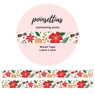 Washi tape - Penpaling Paula - Poinsettias 15 mm - 1 - Penpaling Paula - Tidformera