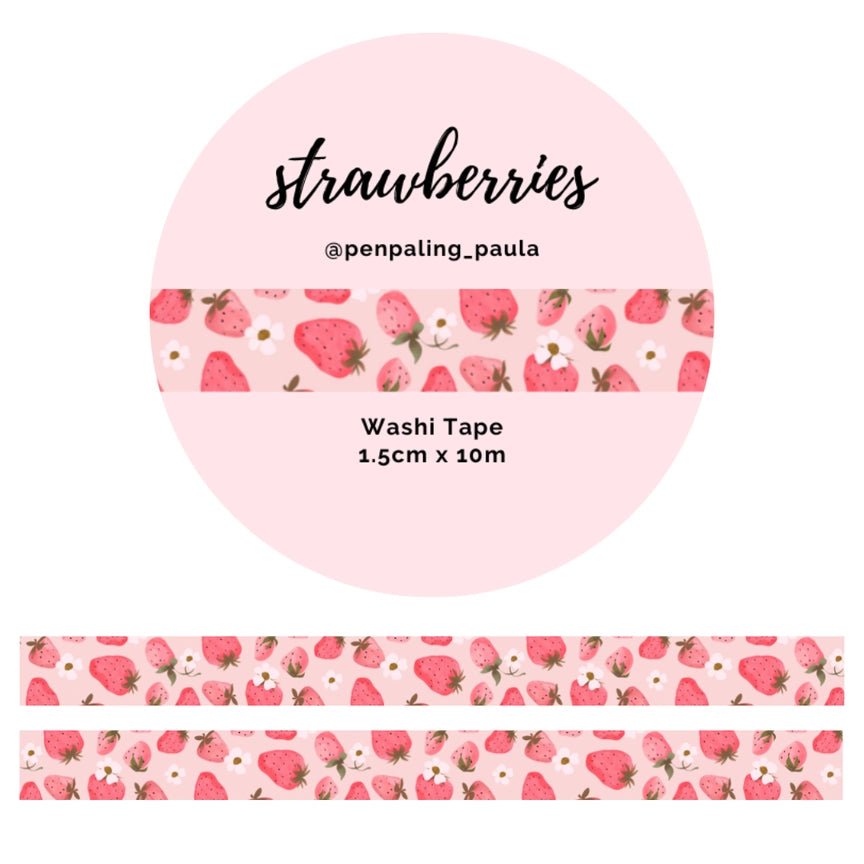 Washi tape - Penpaling Paula - Strawberries 15 mm - 1 - Penpaling Paula - Tidformera