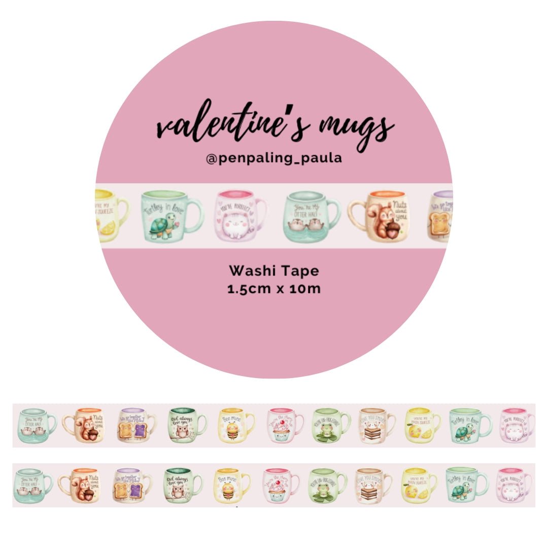 Washi tape - Penpaling Paula - Valentine's Mugs 15 mm - 1 - Penpaling Paula - Tidformera