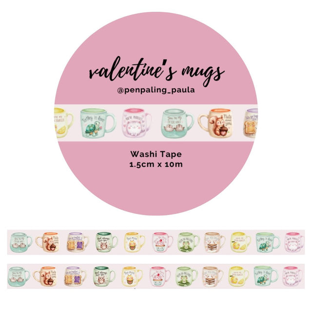 Washi tape - Penpaling Paula - Valentine's Mugs 15 mm - 1 - Penpaling Paula - Tidformera
