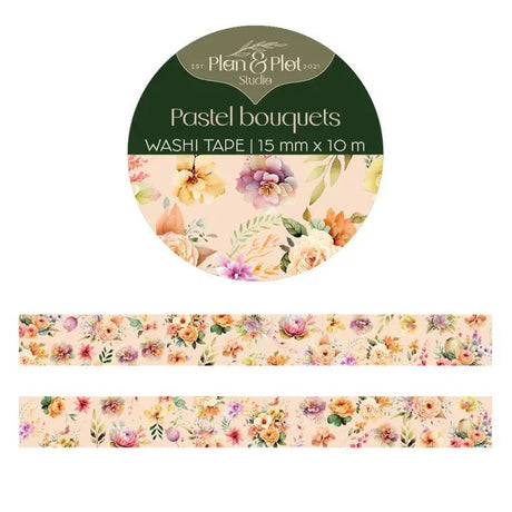 Washi tape Plan & Plot - Pastel Bouquets 15 mm - 1 - Plan & Plot Studio - Tidformera