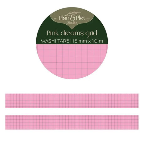 Washi tape Plan & Plot - Pink Dreams Grid 15 mm - 1 - Plan & Plot Studio - Tidformera
