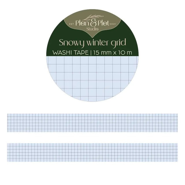 Washi tape Plan & Plot - Snowy winter grid 15 mm - 1 - Plan & Plot Studio - Tidformera