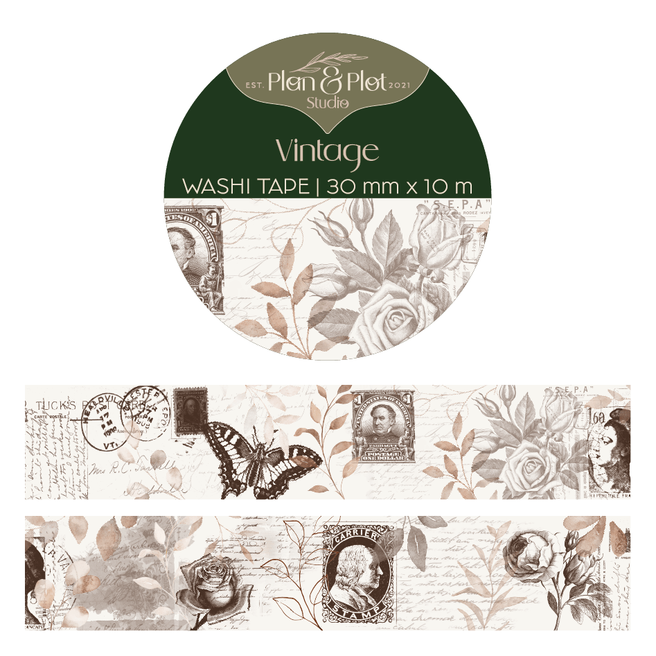 Washi tape Plan & Plot - Vintage 30 mm - 1 - Plan & Plot Studio - Tidformera