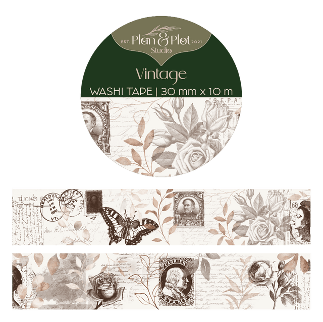 Washi tape Plan & Plot - Vintage 30 mm - 1 - Plan & Plot Studio - Tidformera