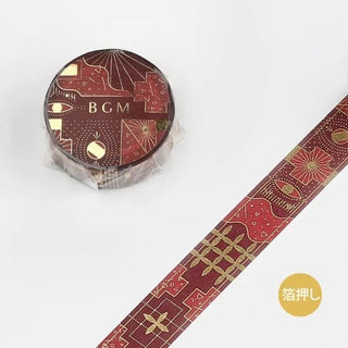 Röd dekorationstejp med mönster. Washi Tape Red flame från BGM - Tidformera