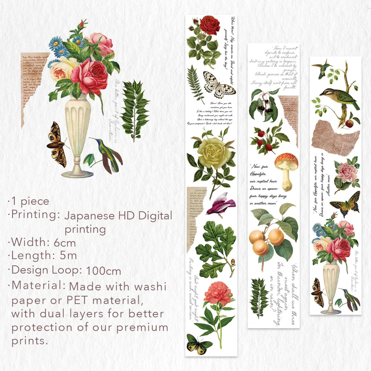 Washi tape Romeo's Roses Wide - 60 mm - Washi Tape Shop - Tidformera