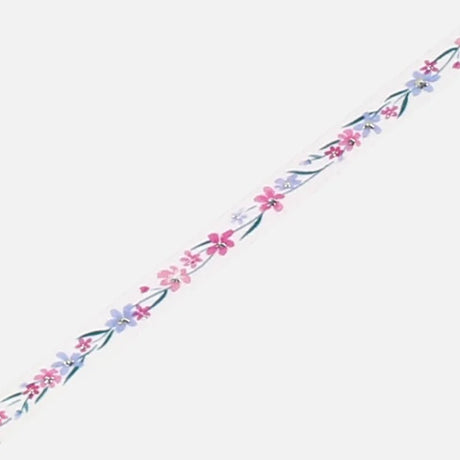 Smal dekorationstejp med blommor. Washi Tape Silver Flower Branches - 5 mm från BGM - Tidformera