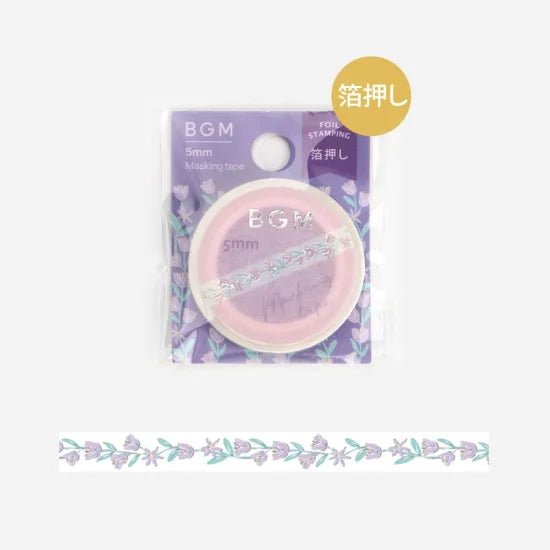 Washi Tape Silver Purple Flower - 5 mm - BGM - Tidformera